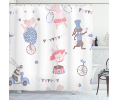 Comic Animal Performance Shower Curtain