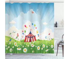 Sunny Sky Grass Tent Shower Curtain