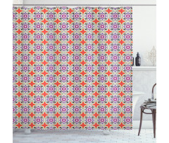 4 Petal Floral Motifs Shower Curtain