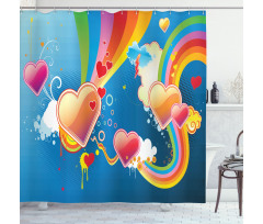 Funky Hearts Shower Curtain