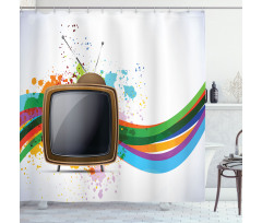 Old TV Color Splash Shower Curtain