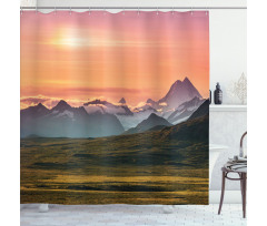 Mountains and Sunset Shower Curtain