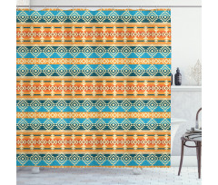 Folk Motifs Strips Shower Curtain