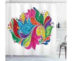 Vibrant Colorful Leaves Shower Curtain