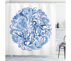 Paisley Circle in Blue Shower Curtain