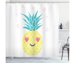 Heart Eyes Pineapple Shower Curtain