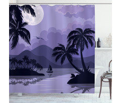 Caribbean Island Night Shower Curtain