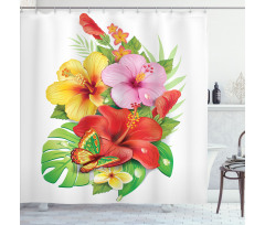 Colorful Hibiscus Blooming Shower Curtain