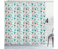 Abstract Foliage Fruits Shower Curtain
