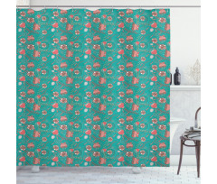 Abstract Flowers Dots Shower Curtain