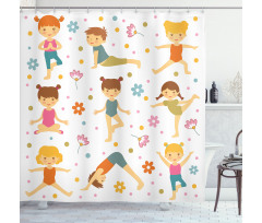 Cartoon Exercising Kids Shower Curtain