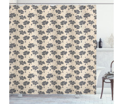 Sketch Buds and Flowers Shower Curtain