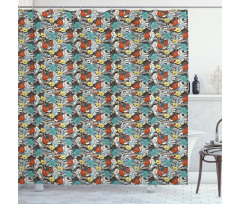 Flourishing Garden Motif Shower Curtain