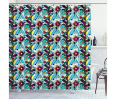 Grungy Geometric Art Shower Curtain