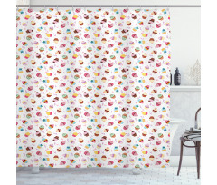 Creamy Colorful Cupcakes Shower Curtain