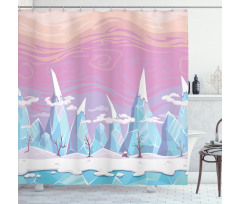 Cartoon Ice Mountains Shower Curtain