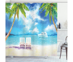 Exotic Beach Palms Shower Curtain