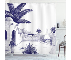 Beach House by Sea Shower Curtain