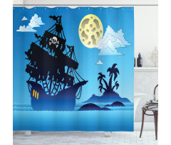 Pirate Ship Island Shower Curtain