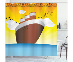 Art Deco Big Ship Shower Curtain