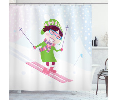 Skiing Girl Snow Shower Curtain