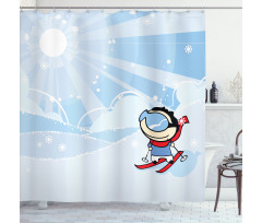 Skiing Boy Sunshine Shower Curtain