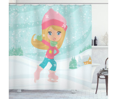 Little Girl Skating Shower Curtain