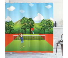 Friends Play Tennis Shower Curtain