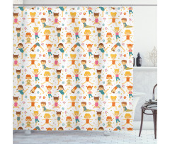 Girls Doing Yoga Shower Curtain