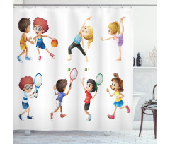 Exercising Children Shower Curtain