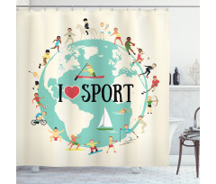 I Love Sports Words Shower Curtain