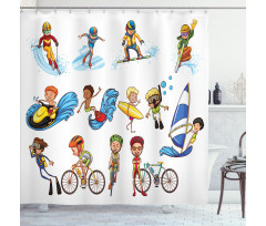 Surfing Cycling Shower Curtain