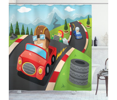 Auto Racing Boys Shower Curtain