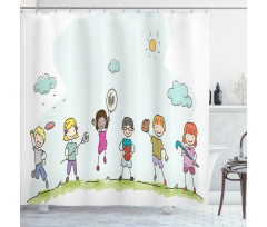 Cartoon Day in Park Shower Curtain