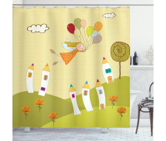 Fairy Flying over City Shower Curtain