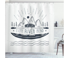 Sketch Style Mountains Shower Curtain