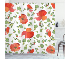 Buds Blossoms Leaves Shower Curtain