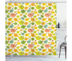 Funny Pufferfish Colorful Shower Curtain