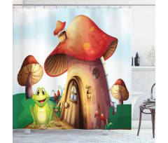 Cartoon Mushroom Houses Shower Curtain