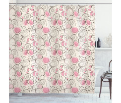 Doodle Swirls and Hearts Shower Curtain