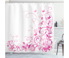 Swirls Butterflies Leaves Shower Curtain
