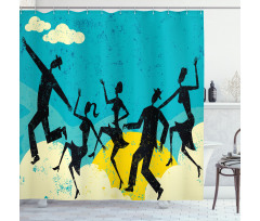 Grunge Silhouette Dancing Shower Curtain