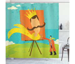 Funny Cartoon Artist Shower Curtain