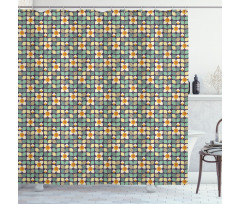 Grid Petals Leaves Stems Shower Curtain