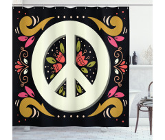 Peace Sign with Flowers Shower Curtain