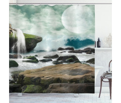 Fantasy Waterfall Moon Shower Curtain