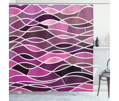 Wavy Stripes and Mosaic Shower Curtain
