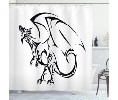 Tribal Dragon Sketch Shower Curtain