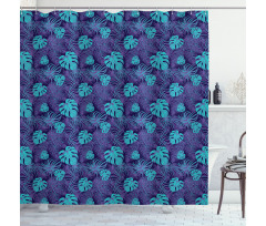 Floral Leaf Dark Night Shower Curtain