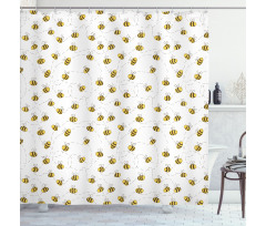 Simple Doodle Flying Bee Shower Curtain